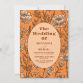 Burnt Orange Wildblumen Hochzeit Einladung (Vorderseite)