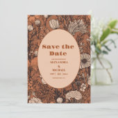 Burnt Orange Wildblumen Hochzeit Save The Date (Stehend Vorderseite)