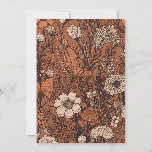 Burnt Orange Wildblumen Hochzeit Save The Date (Rückseite)