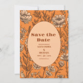 Burnt Orange Wildblumen Hochzeit Save The Date (Vorderseite)