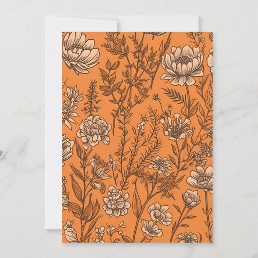 Burnt Orange Wildblumen Hochzeit Save The Date (Rückseite)
