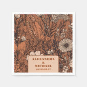 Burnt Orange Wildblumen Hochzeit Serviette (Vorderseite)