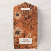 Burnt Orange Wildflowers Wedding All In One Einladung (Außenbereich)