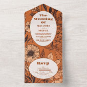 Burnt Orange Wildflowers Wedding All In One Einladung (Innen Boden)