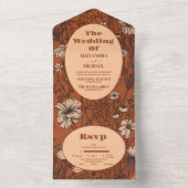 Burnt Orange Wildflowers Wedding All In One Einladung (Innen Boden)