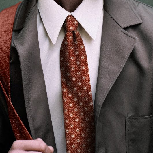 Burnt Orange William Morris Floral Golden Star Krawatte