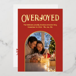 Burnt Orange Xmas Baby Birth Announcement Foto Folien Feiertagskarte