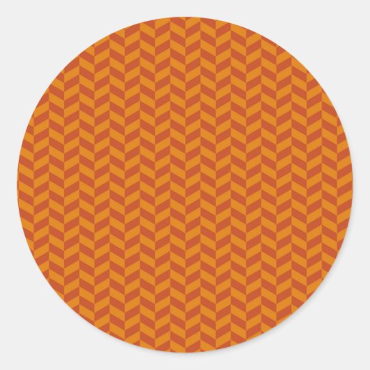 Burnt Orange Zickzack Zig Zag Streifen Muster Runder Aufkleber (Vorderseite)