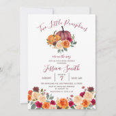 Burnt Orange zwei kleine Pumpkin Baby Dusche Einladung (Vorderseite)