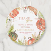Burnt Pumpkin Fall Floral Baby Dusche Danke Geschenkanhänger (Vorderseite)
