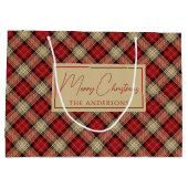 Burnt Red Beige Rustic Scottish Tartan Christmas Große Geschenktüte (Rückseite)