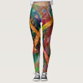 Burnt rustikale farbige und chaotische Bildschicht Leggings (Vorderseite)
