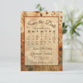 Burnt Sienna Boho Chic Flowers Calendar Wedding Save The Date (Stehend Vorderseite)