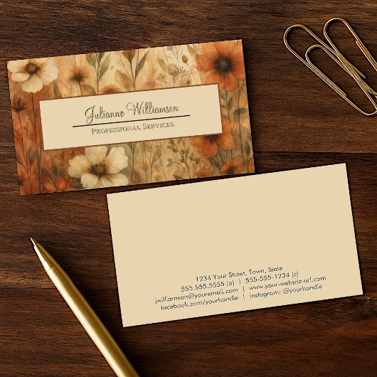 Burnt Sienna Boho Chic Wasserfarbe Hübsch Visitenkarte