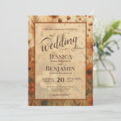 Burnt Sienna Boho Floral Stylish Script Wedding Einladung (Stehend Vorderseite)