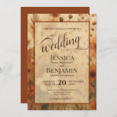 Burnt Sienna Boho Floral Stylish Script Wedding Einladung (Vorne/Hinten)
