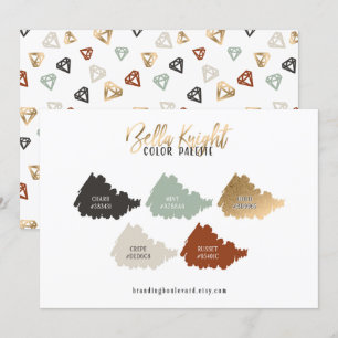 Burnt Sienna Grün Beige & Gold Farbpalette Karte