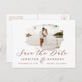 Burnt Sienna Romantischer Rahmen Save the Date geb Postkarte (Vorne/Hinten)