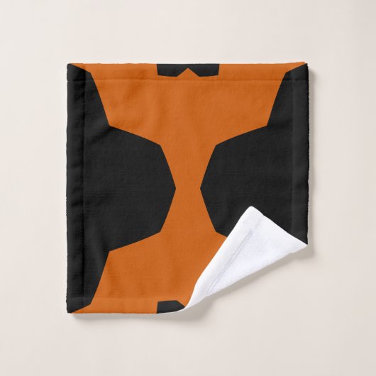 Burnt Sienna und Black Geometric Badhandtuch Set (Waschlappen)