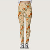 Burnt Sienna und Honey Gold Minimalistische Floral Leggings (Vorderseite)