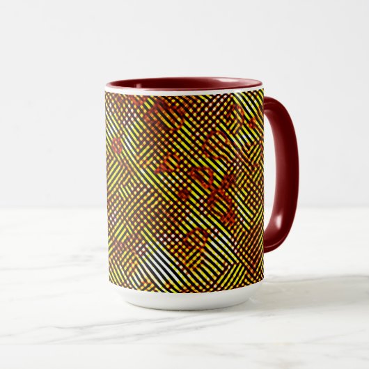 Burnt-Streifen und farbiges Schach Tasse (VorderseiteRechts)