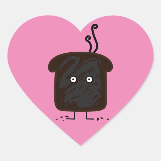 Burnt Toast Rauch Krümel Asche Brot Herz-Aufkleber (Vorderseite)