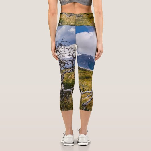 Burnt tree, Torres del Paine, Chile Capri Leggings (Rückseite)