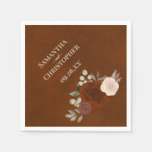 Burnt Umber Boho Floral Diagonal Wedding Serviette (Vorderseite)