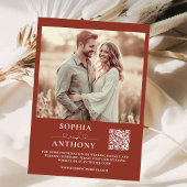 Burnt Umber Boho QR Code Foto Wedding Save The Date