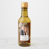 Burnt Umber Boho Rose Hochzeit Danke Mini Weinetikett (Vorderseite)