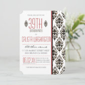 Burnt Vintag Damask 39. Geburtstagsparty Einladung (Stehend Vorderseite)