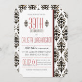 Burnt Vintag Damask 39. Geburtstagsparty Einladung (Vorne/Hinten)
