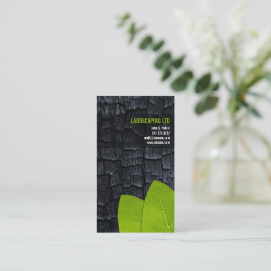 Burnt Wood Green Blätter Einzigartiger Landscaper Visitenkarte (Stehend Vorderseite)