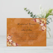 Burntt Orange Dahlia Blume Probe Abendessen Einladung (Stehend Vorderseite)