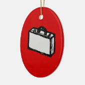 Büro-Aktenkoffer oder Reise-Koffer. Skizze. Rot Keramikornament (Links)