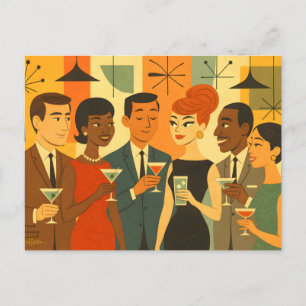 Büro-Cocktailparty Mitte der 60er Jahre Postkarte