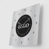 Büro der Firma Silver Gray Metallic Custom Logo Quadratische Wanduhr (Winkel)