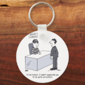 Büro des Bankleiters. Funny Bank Loans Cartoon Schlüsselanhänger (Vorderseite)