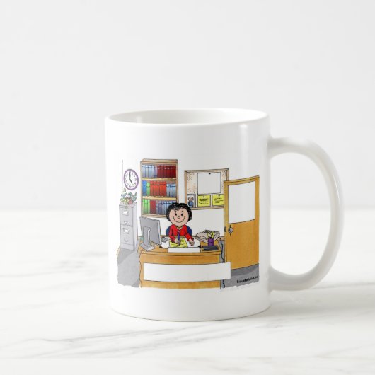 Büro, Frau - Geschenk Personalisierter Cartoon Kaffeetasse (Rechts)