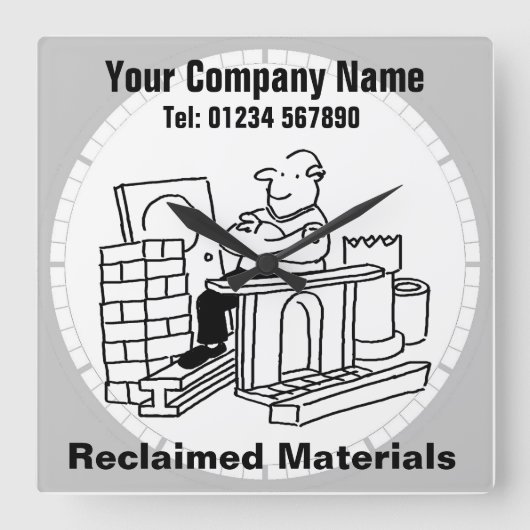 Büro für recycelte Materialien Quadratische Wanduhr (Vorderseite)