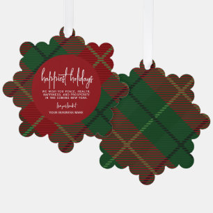 Büro - grün rot kariert - schönster Urlaub Ornament Karte