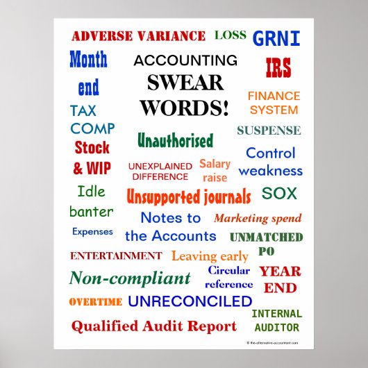 BÜRO HUMOR "KONTO SWEAR WORDS Finance" Poster (Vorne)