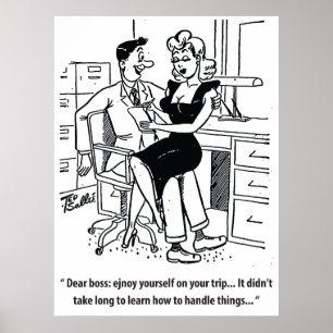 Büro Humor, Mann und Hübsche Frau Poster