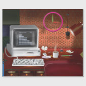 Büro Klassiker der 1980er mit Computer Geschenkpapier (Flach)