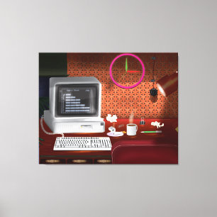 Büro Klassiker der 1980er mit Computer Leinwanddruck