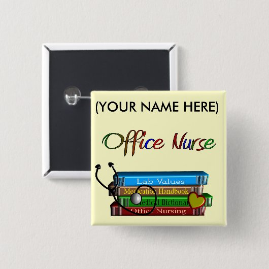 Büro-Krankenschwester-Buch-Entwurfs-Geschenke Button (Vorne & Hinten)