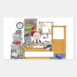 Büro - Messy, männlich Rechteckiger Aufkleber