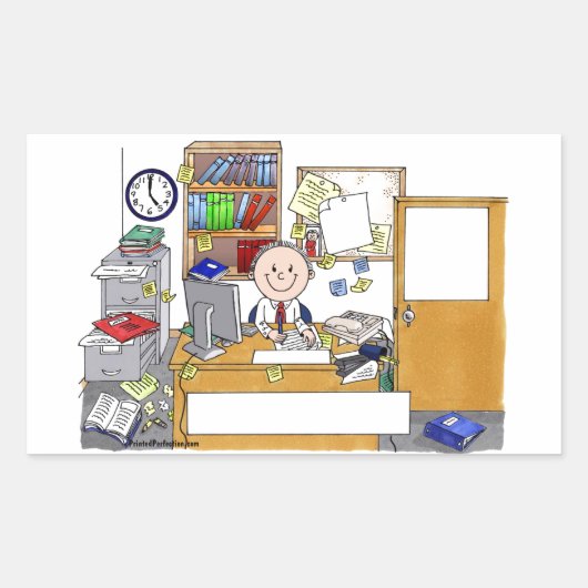 Büro - Messy, männlich Rechteckiger Aufkleber (Vorderseite)