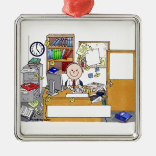 Büro - Messy, männlich Silbernes Ornament