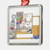 Büro - Messy, männlich Silbernes Ornament (Links)
